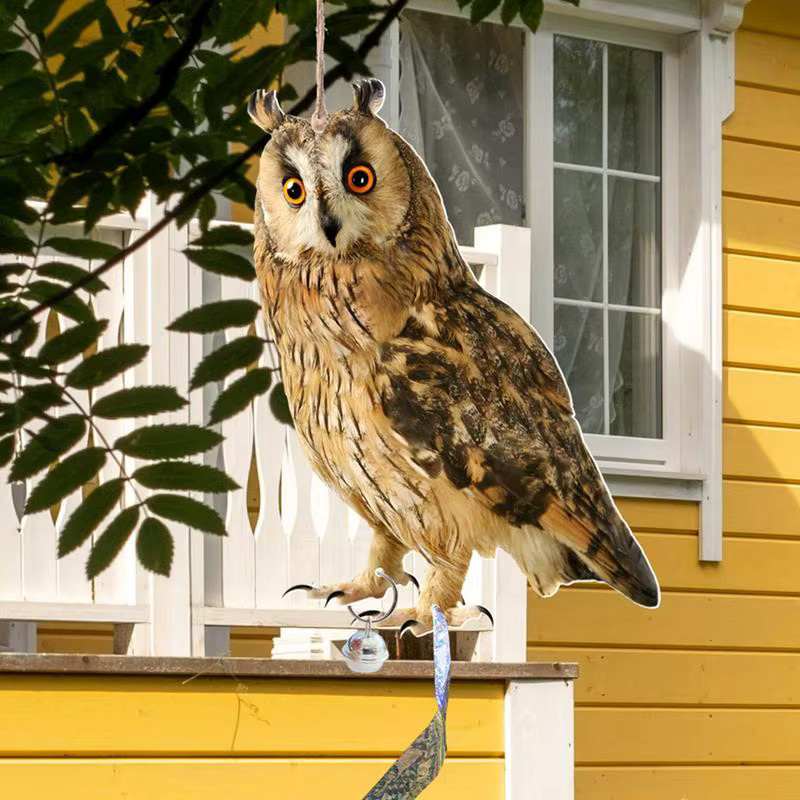 Dekorative Vogelabwehr-Vogelscheuche in Eulen-Optik aus Kunststoff, bunter Eulen-Schreck-Anhänger zur Vogelabwehr für den Obstgarten - Bild 4