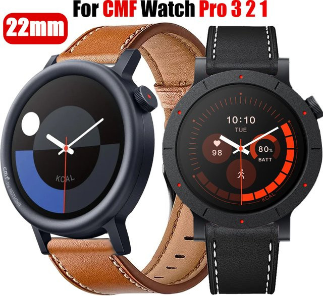 CMF Uhrenarmband Leder, 22mm, Schwarz, Unisex - Bild 1