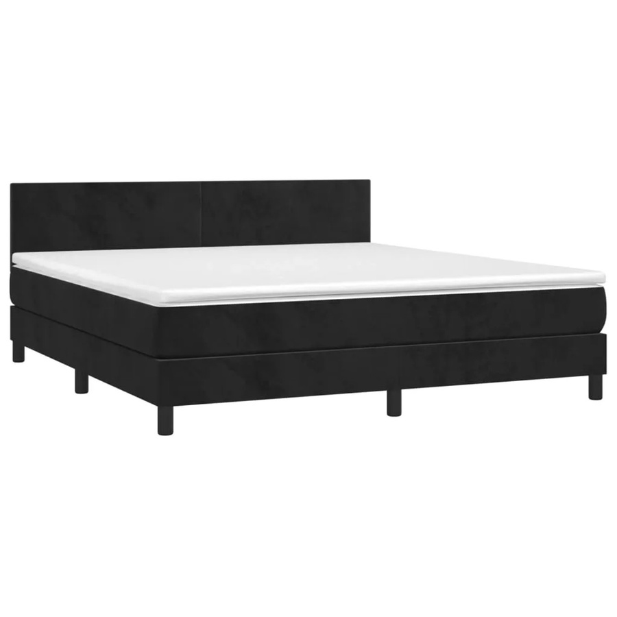 vidaXL Boxspringbett mit Matratze in Schwarz aus Samt mit LED-Unterbettbeleuchtung und USB-Ladeport, Hybrid-Konstruktion mit Taschenfederkern, B/T: 180 x 200 cm - Bild 2