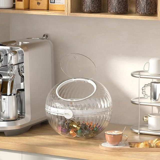 Transparente Kaffeekapsel-Aufbewahrungsbox mit Deckel für Nespresso Kapseln und Teebeutel aus Kunststoff - Bild 1