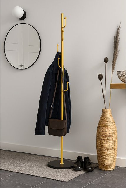 Kleiderständer Garderobenständer von Möbel direkt online in Modern Design mit Marmor-Steinplatte und Stahlrohr in Schwarz oder Senfgelb - Bild 1