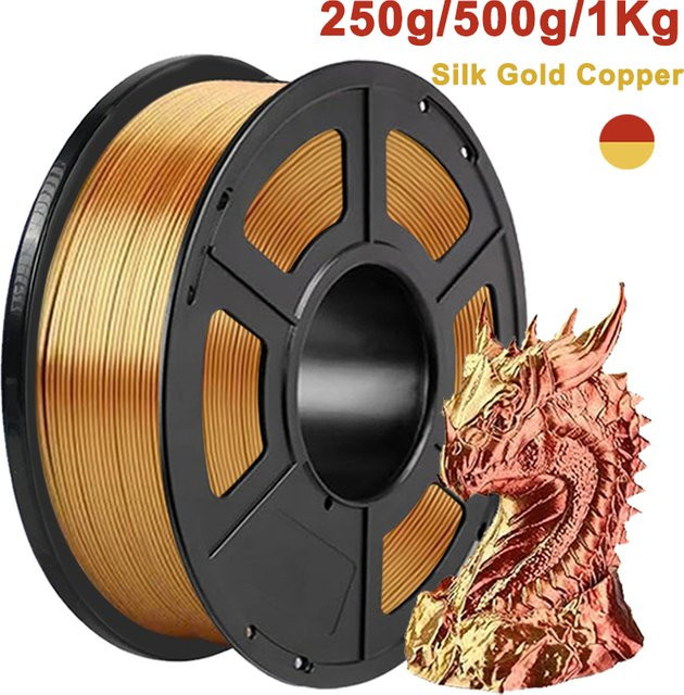 Zweifarbiges PLA 3D-Drucker-Filament Seide in Gold und Kupfer, Durchmesser: 1,75 mm - Bild 1