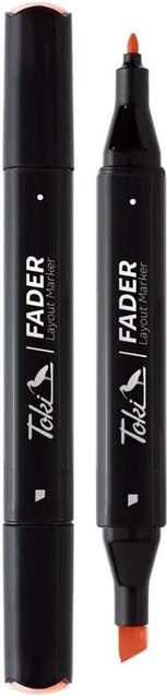 Toki Marker Fader Permanent Marker mit Keilspitze in 66 Farben Orange und Schwarz - Bild 1