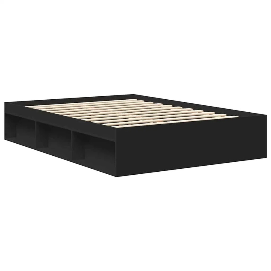vidaXL Bettgestell aus Kiefernholz in Schwarz mit Seitenfächern im modernen Stil B/T/H: 138 x 138 x 35 cm - Bild 2