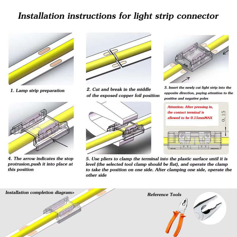 YSRSAI 9in1 LED Streifen Stecker Set für COB und SMD 5050 2835, transparente Kunststoff-Anschlüsse in L-, T- und X-Form für 2pin LED Bänder - Bild 2