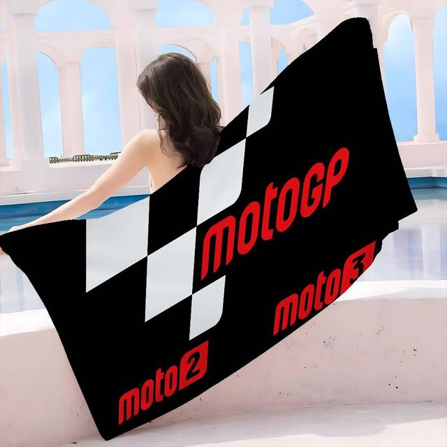 Moto GP Motorradrennen Strandtuch von Ka Chen Muda, buntes Mikrofaser-Badetuch für Mädchen, schnelltrocknend und sandfrei, B/H: 80 x 160 cm - Bild 1