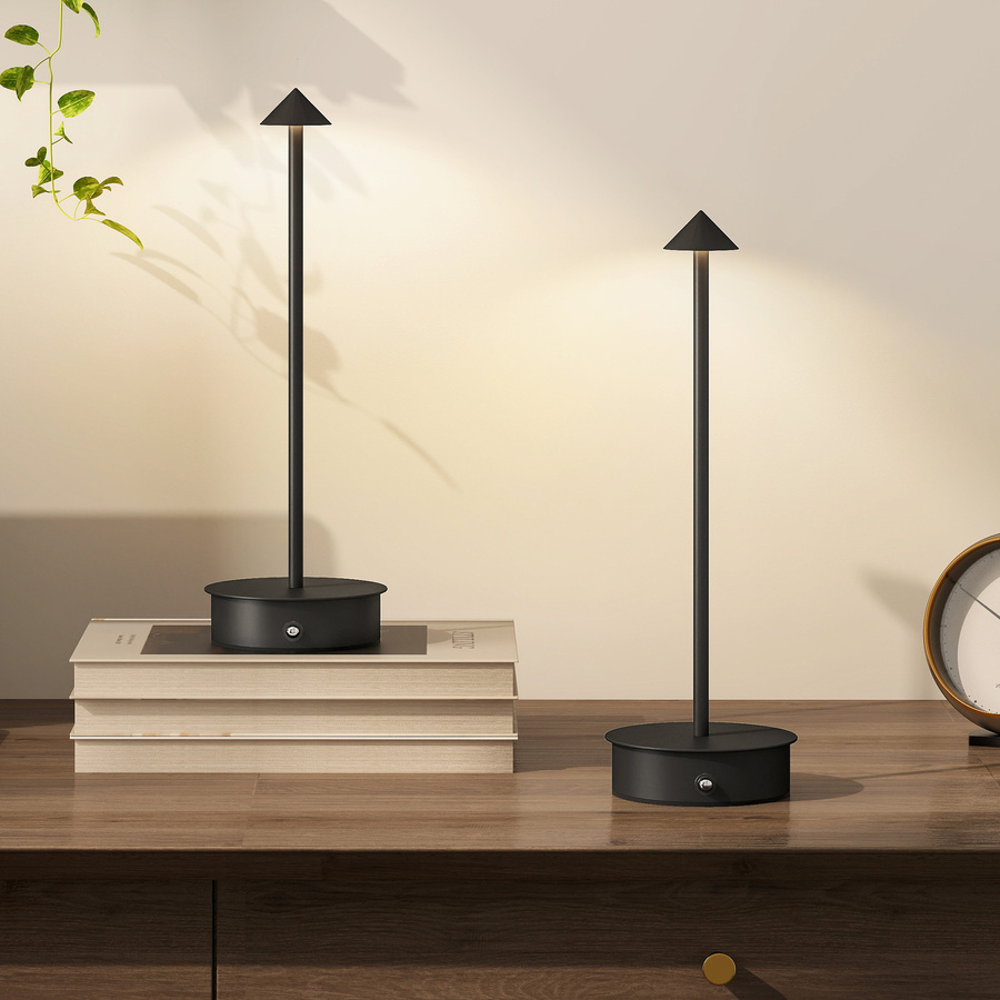 HOMCOM Set aus 2 dimmbaren LED Tischlampen mit USB-Wiederaufladung und Touch-Steuerung in Schwarz - Bild 2