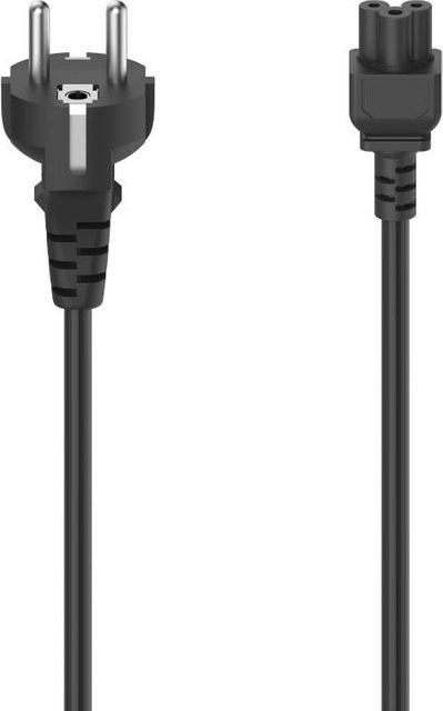 Hama Netzkabel mit Schutzkontakt-Stecker und 3-poliger Kleeblatt-Kupplung in Schwarz, Länge: 1,5 m - Bild 1