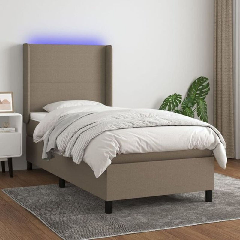 vidaxl Boxspringbett mit Matratze in Taupe meliert aus Stoff, B/T/H: 90 x 190 x 118 cm - Bild 1
