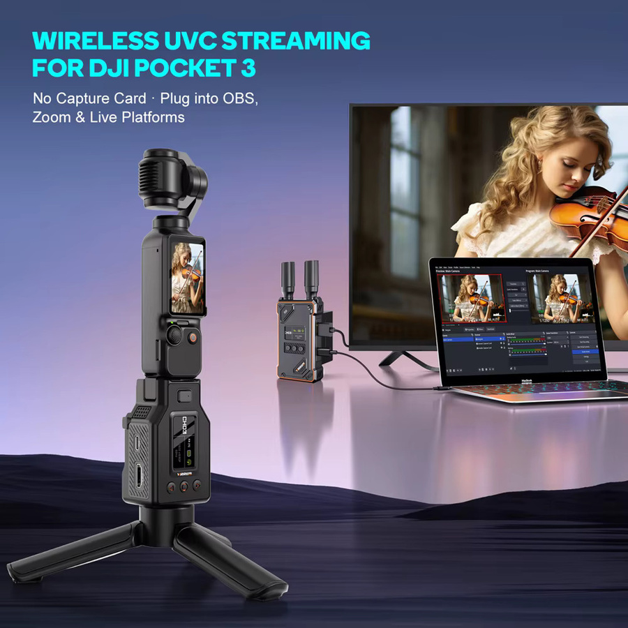 vrriis HD 500m Kabelloser HDMI-Extender Video-Sender und -Empfänger in Schwarz für DJI Osmo Pocket 3 und 4 UVC Videoaufnahme und Live-Streaming - Bild 4