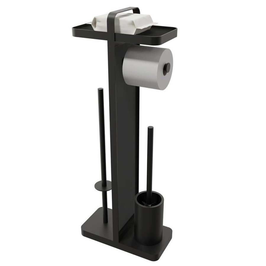 Pocoline Stand-WC-Garnitur mit Bürste aus Edelstahl in Schwarz, H x B x T: 71,5 x 28,0 x 14,0 cm - Bild 2