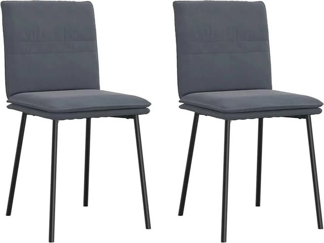 DELUKE Esszimmerstühle VERA 2er Set Dunkelgrau Samt Polsterstühle mit Metallbeinen - Bild 1