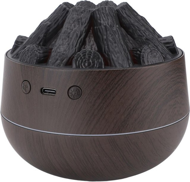 Koogeelife Mini Luftbefeuchter mit simuliertem Holzkohlefeuer, tragbar via USB, 300 ml, Schwarz - Bild 1