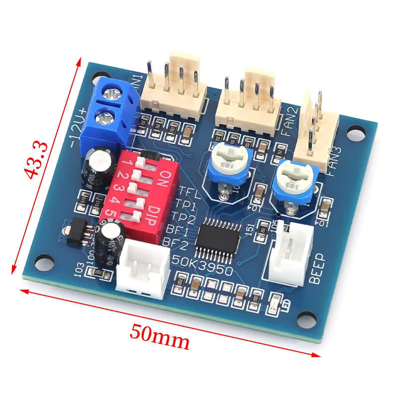 Buzzle PWM PC CPU Lüfter Geschwindigkeitsregler mit Temperaturregelung und Temperaturfühler, DC 12V 5A, Blau - Bild 2