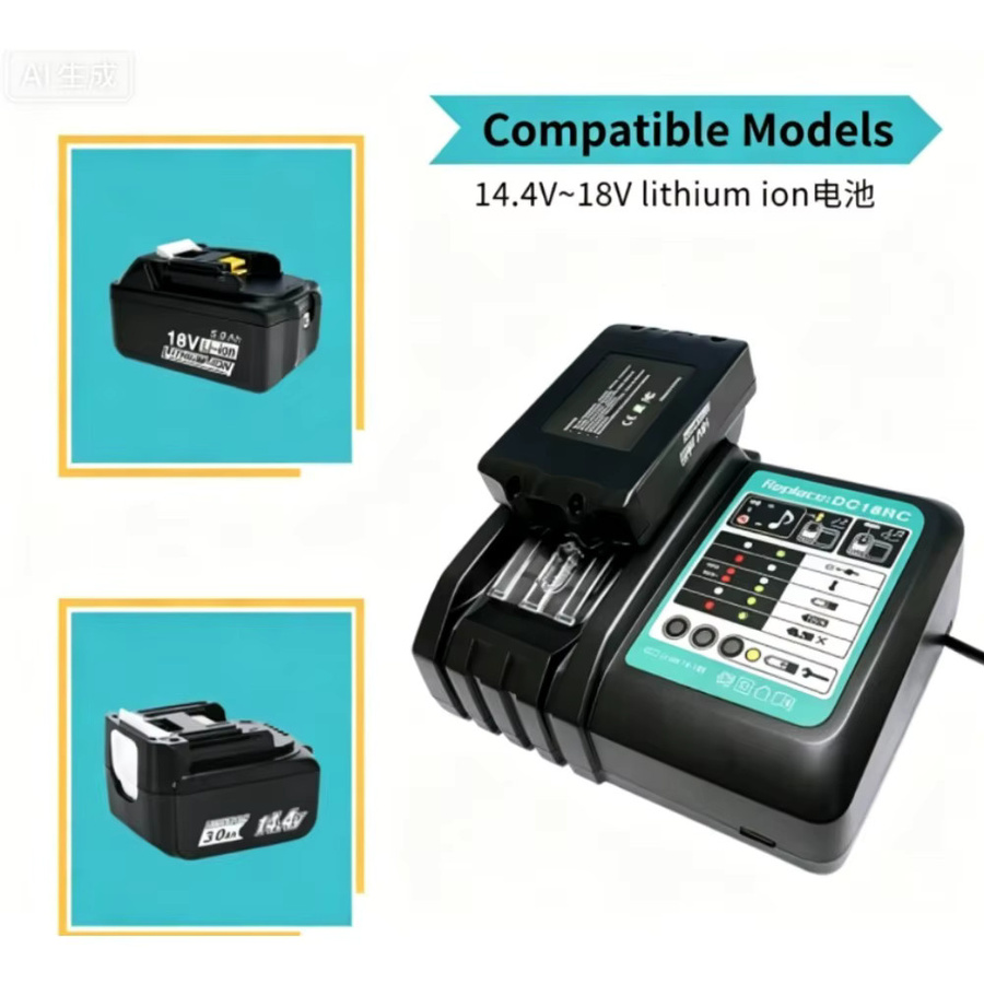 Makita Ersatzladegerät DC18RC in Schwarz für 14,4V-18V Lithium-Akkus der BL18-Serie - Bild 7