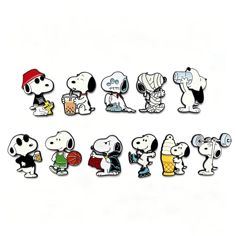 Bandai Snoopy Emaille-Pin-Set, 8/10/11-teiliges Set, Metall-Reversbroschen - Bild 3