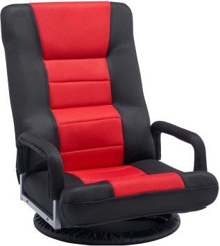 VEVOR Gamingstuhl für den Boden mit Armlehnen, 360 Grad drehbarer Bodenstuhl mit 6 einstellbaren Positionen und Lendenwirbelstütze, Rot/Schwarz - Bild 1