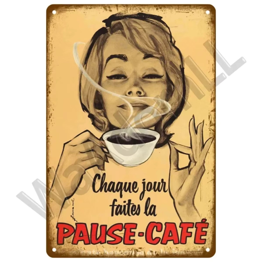 CIFBUY Vintage Kaffee Metallschild in Multicolour, Retro-Wandkunst aus Blech, Rechteckig, Breite: 30,0 cm, Höhe: 20,0 cm, Tiefe: 20,0 cm - Bild 3
