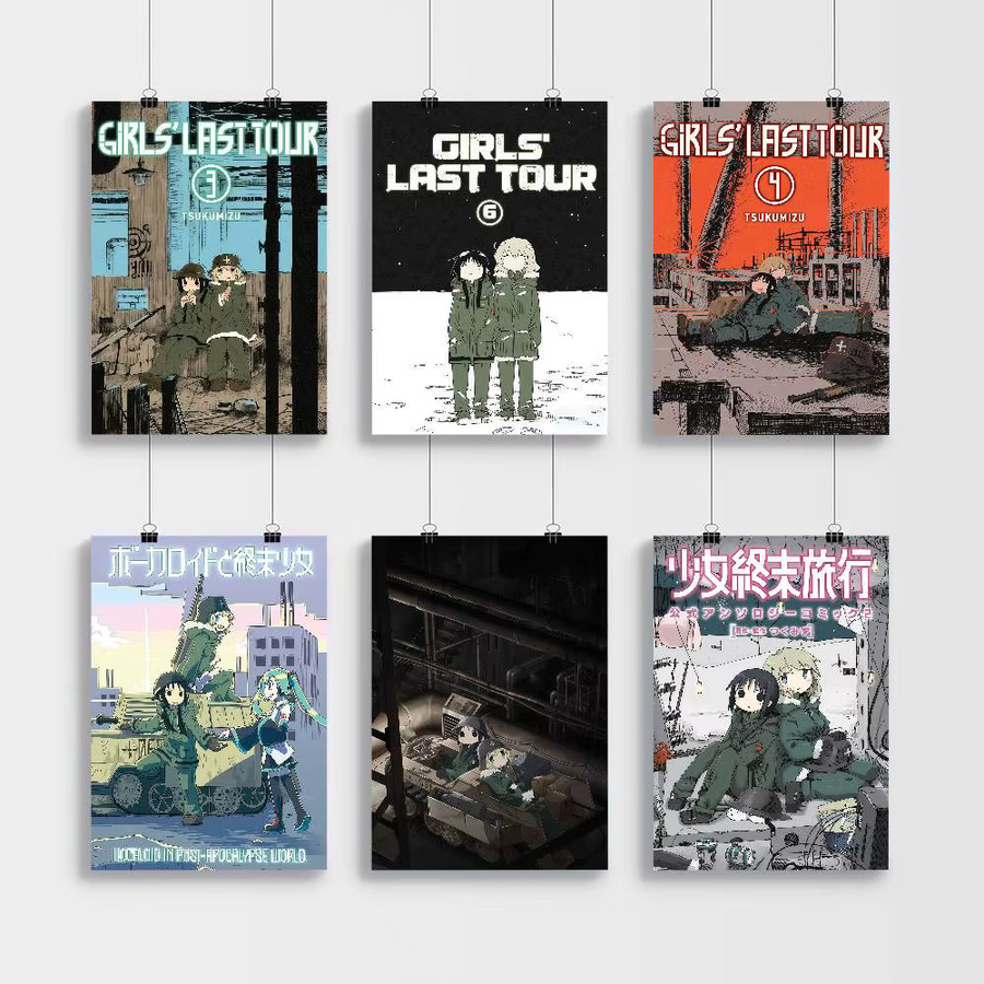 Selbstklebendes Anime Kunstposter Girls Last Tour Illustration in Mehrfarbig auf Whitepaper - Bild 3