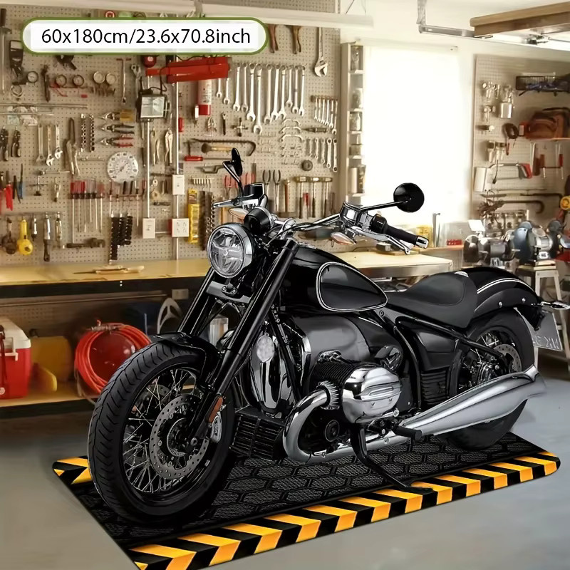 VIKAMA Langer Läufer-Teppich als rutschfeste Motorradmatte für Innen- und Außenbereich, geometrisches Design, B/T/H: 120 x 18 cm - Bild 3