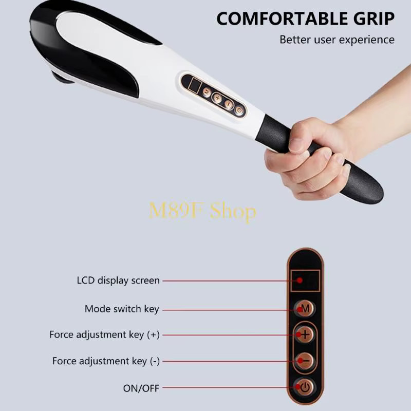 M89F Handheld Massage Hammer, Körpermassager, Unisex, Weiß-Grün - Bild 2