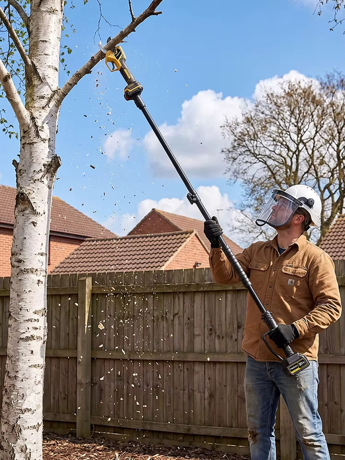 MELLWIN Bürstenlose elektrische Gartenschere mit 60 mm Schneidwerk und 180 cm Teleskopstange für Makita LXT 18V Akku, Gelb - Bild 7