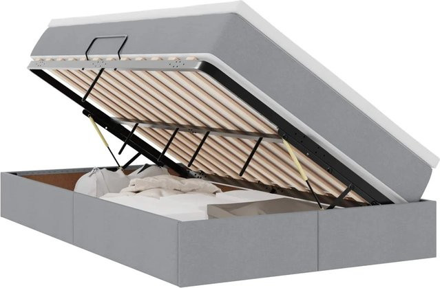 vidaXL Stauraumbett mit Matratze in Hellgrau, B/T/H: 120 x 200 x 204 cm - Bild 1
