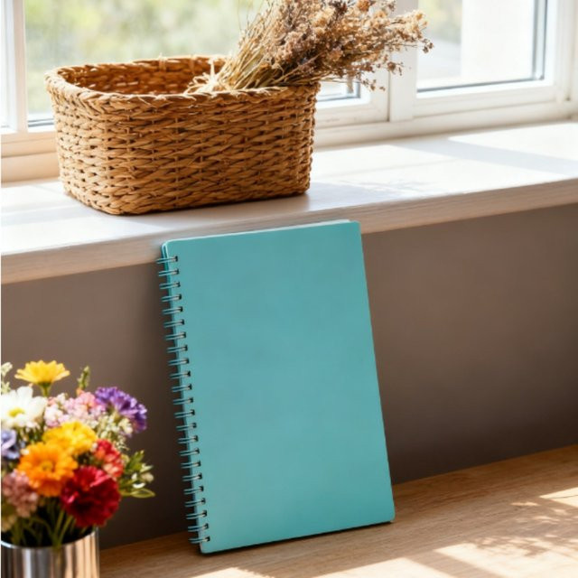 HUALIWEN A5 Notizbuch Morandi Farben Blau mit horizontalen Linien und mattem Softcover aus Kunststoff - Bild 1
