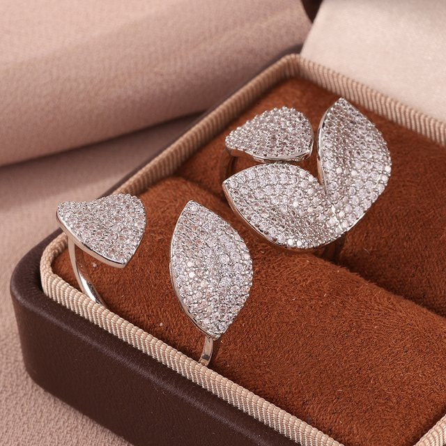 ZAKOL Ring Set, Blatt Blume, Zirkonia, Silber, Weißgold, Damen - Bild 1