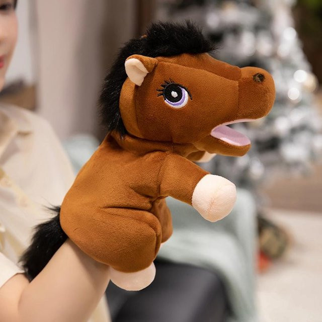Tier-Plüsch-Handpuppen, Grauer Wolf und Weißes Pferd, ab 1,5 Jahre - Bild 1