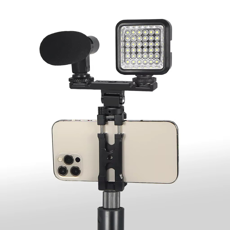 FEICHAO Dual Cold Shoe Halterung mit 1/4 ARRI Anschluss für Canon und Sony DSLR Kameras, Aluminium Expansion Bar, Schwarz - Bild 3