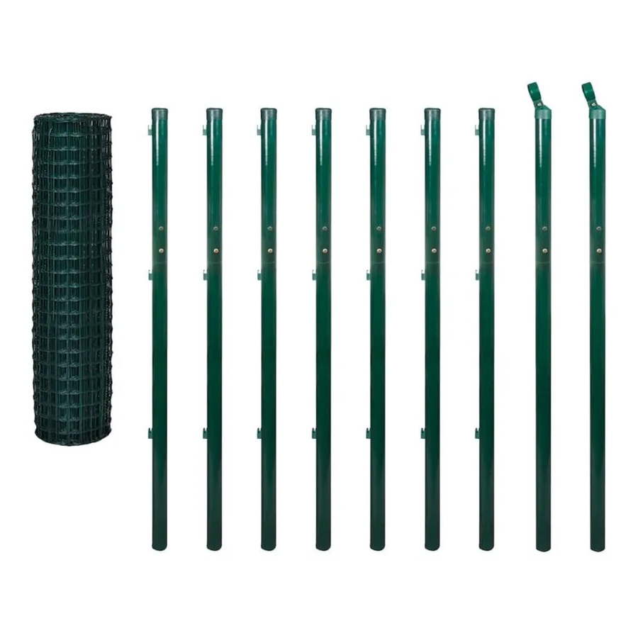 vidaXL Eurozaun aus Stahl mit PVC-Beschichtung in Grün, B: 10 m, H: 1,7 m - Bild 2