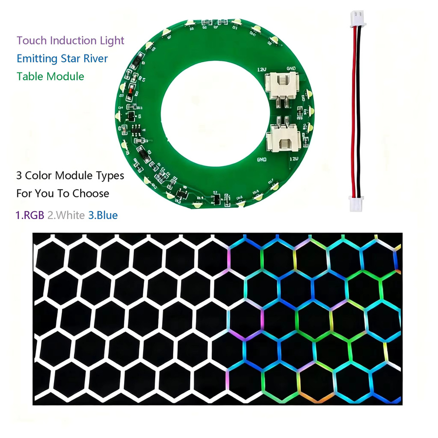 TwoTrees Touch Induktions-LED-Lichtmodul 12V Multicolor mit Adapter und Netzteil für Sternentisch, Flusstisch und DIY-Leuchttisch-Beleuchtungssets - Bild 2