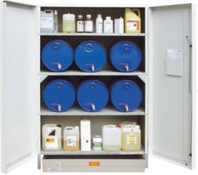 CEMO Umweltschrank 13/20 mit GFK-Auffangwanne 150 Liter in Grau und Weiß - Bild 1