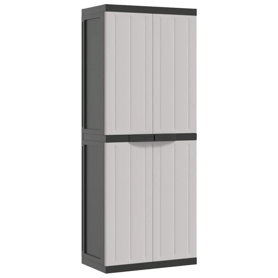 vidaXL Gartenschrank aus Kunststoff in Grau und Schwarz mit Regalböden und Schloss, B/T/H: 65 x 37 x 165 cm - Bild 2