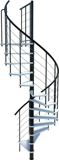 Minka Venezia Smart Spindeltreppe in Schwarz mit Holzoptik für eine Geschosshöhe bis 305,5 cm - Bild 1