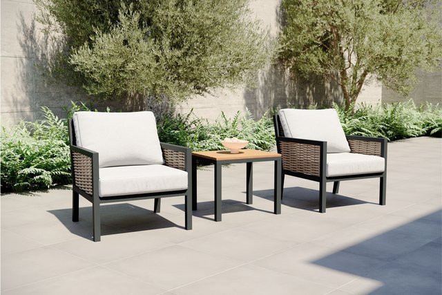 OUTFLEXX Aurelia Sessel-Set aus Aluminium in Anthrazit/Grau inklusive Beistelltisch - Bild 1