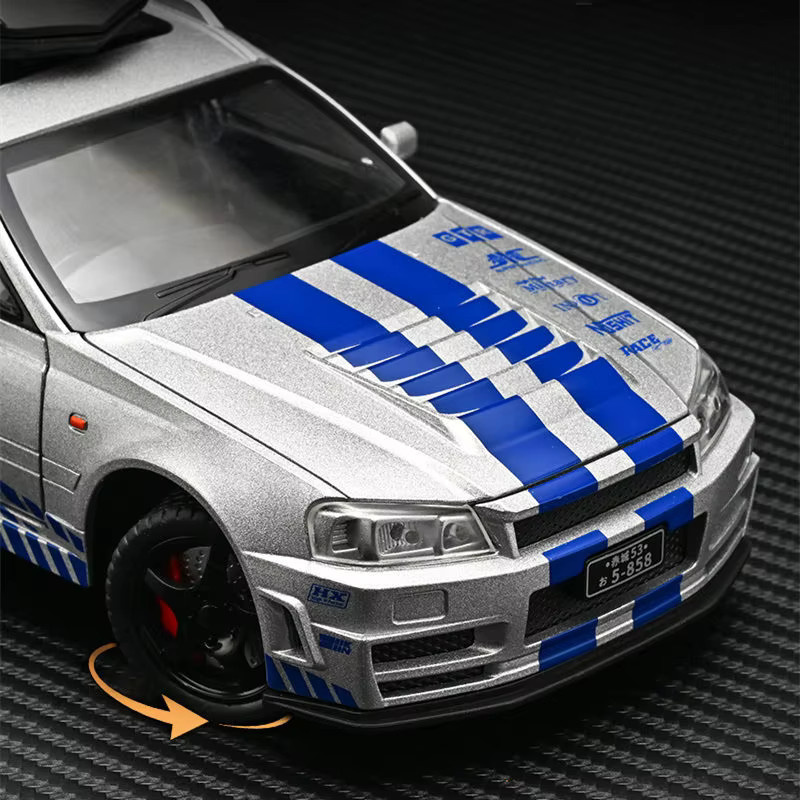 MAKEDA Skyline Stagea GT-R GTR R34 Kombi, Sportwagen Modell, 1:22, Metall, mit Sound und Licht - Bild 3