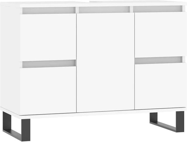 vidaXL Badschrank in Weiß im industriellen Stil aus Holzwerkstoff und Eisen, B/T/H: 80 x 33 x 60 cm - Bild 1