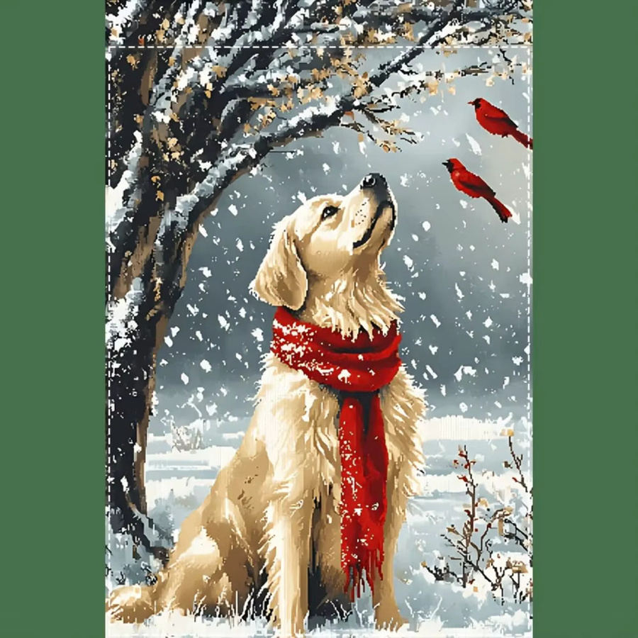 VIKAMA Weihnachtsgartenflagge Golden Retriever für Winter und Outdoor-Dekoration, rechteckig, Breite: 30,0 cm, Höhe: 30,0 cm - Bild 4