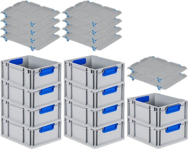 PROREGAL Spar Set 10x Eurobox Nextgen Color mit Auflagedeckel und Schiebeschnappverschlüssen, Blau, H x B x T: 17 x 30 x 40 cm - Bild 1