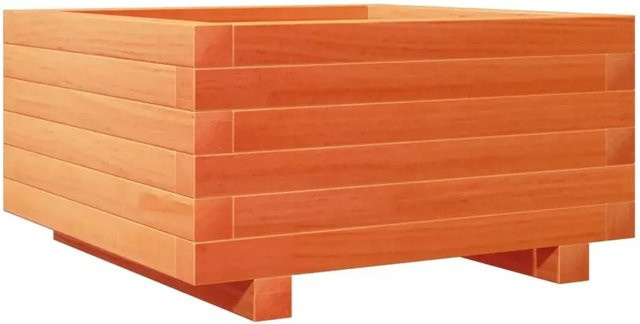 vidaXL Pflanzkübel aus Massivholz Kiefer in Wachsbraun, B/T/H: 50 x 50 x 26,5 cm - Bild 1