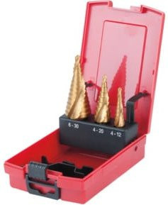 KS Tools HSS TiN Stufenbohrer-Satz in Multicolor mit Kunststoffkassette, 3-teilig - Bild 1