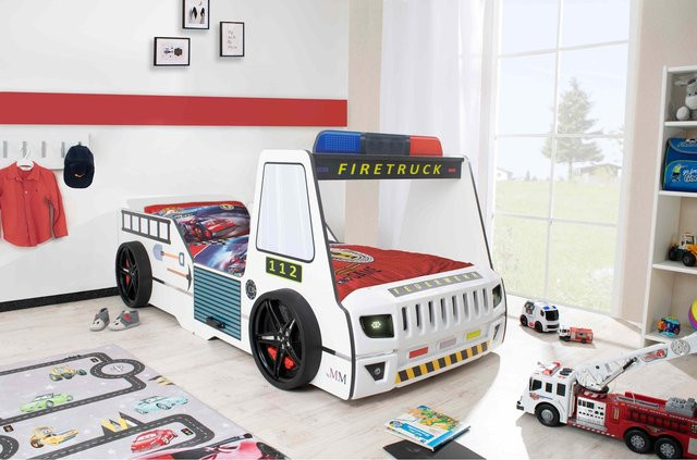 Feuerwehrbett Rio Firetruck Autobett für Kinder von Aileenstore in Rot, B/T/H: 90 x 200 cm - Bild 1