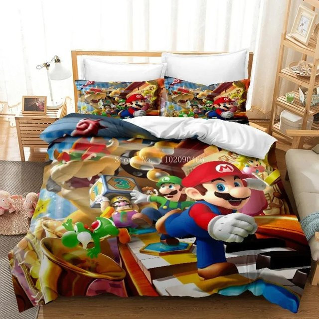 Bettwäsche-Set Super Mario 3D HD Design von Lodestar, Kinder Bettbezug und Kissenbezug aus Mikrofaser, Mehrfarbig, B/H: 135 x 200 cm - Bild 1