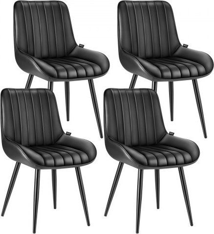 VEVOR Set aus 4 modernen Esszimmerstühlen mit Polsterung aus Stoff und Metallbeinen in Schwarz - Bild 1