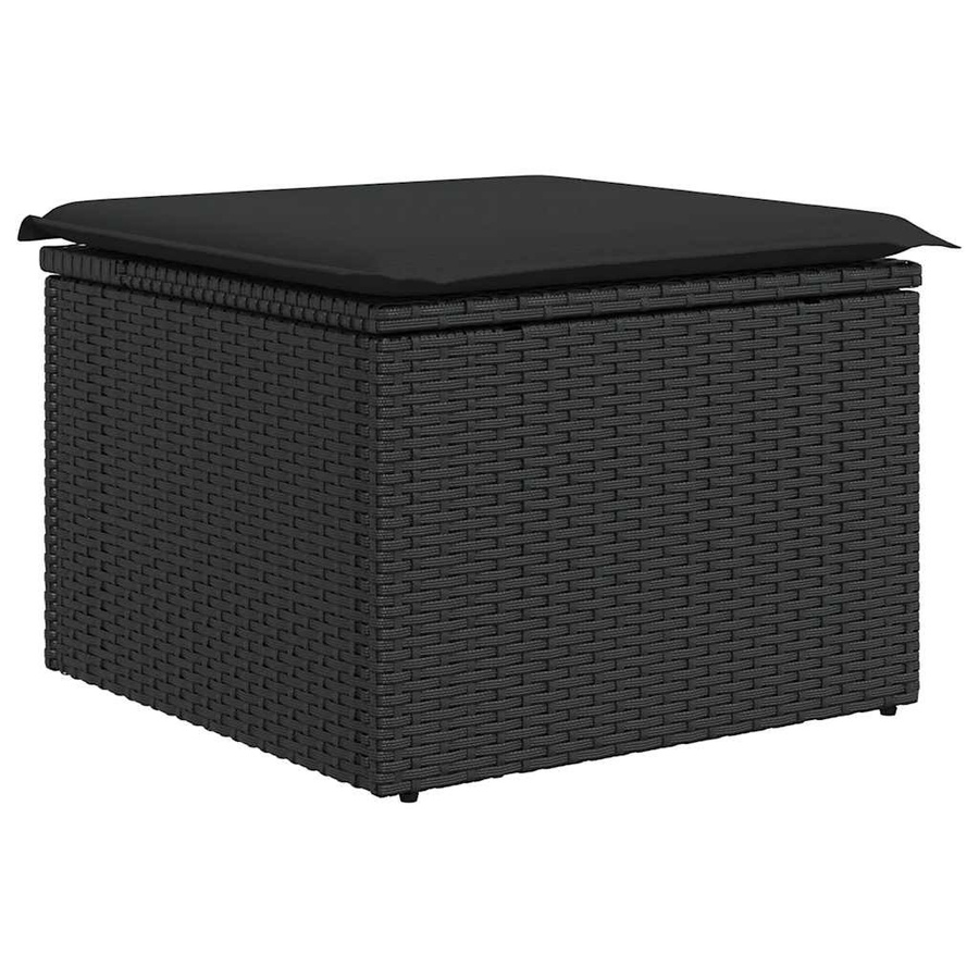 Vidaxl Garten-Sitzgruppe aus Polyrattan mit 7 Plätzen und Kissen, Schwarz - Bild 1