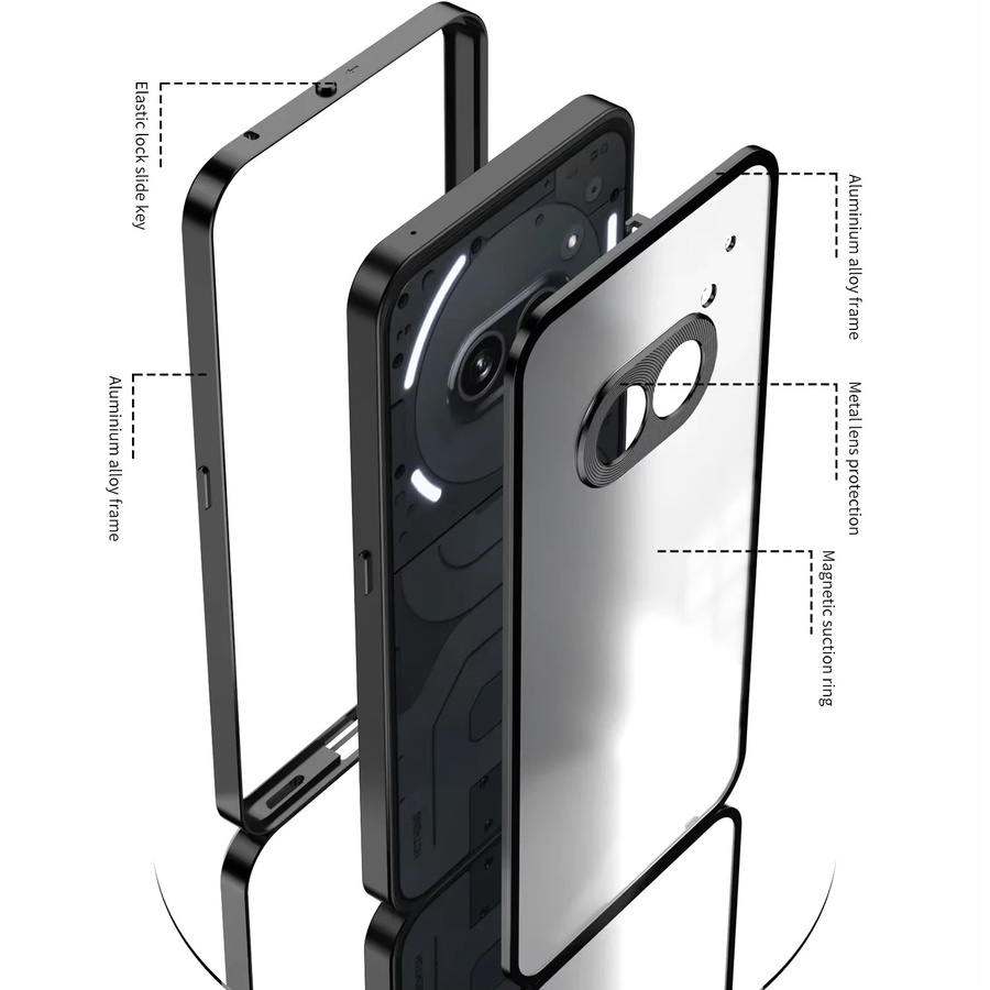 Magnetische Metall-Stoßstangen-Handyhülle für Nothing Phone 2 und Nothing Phone 2A Plus, matt und transparent mit Aluminiumrahmen - Bild 2