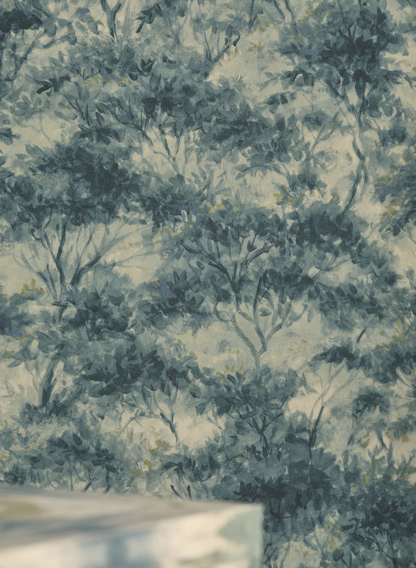 Clarke & Clarke Tapete Boschetto in Blau mit floralem Naturmotiv und Landschaftsmuster aus Vlies - Bild 3
