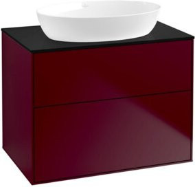 V&B Waschtischunterschrank Finion mit Wandbeleuchtung in Peony Matt und Abdeckplatte in Blau Matt, Breite: 80 cm, Tiefe: 50,1 cm - Bild 1
